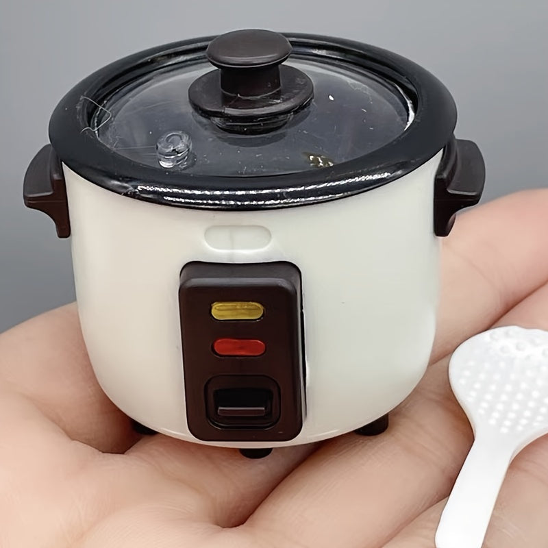 Play House Toy Simulation Mini Rice Cooker With Rice Spoon, Funny Model Room Decoration