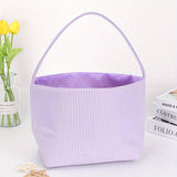 1pc Large Capacity Tote Bag, Easter Gift Bag, Easter Eggs Storage Bucket, Striped Seersucker Bunny Bag, Hunting Easter Eggs Handbag, Easter Party Decorations Gifts Bag, Party Tote Bags, Easter Gift Party Supplies
