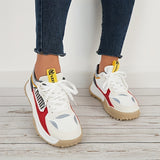 Women Thick Sole Shock Absorption Chunky Sneakers, Wear Resistance Lace Up Sport Shoes, Casual Versatile Breathable Comfortable Running Shoes