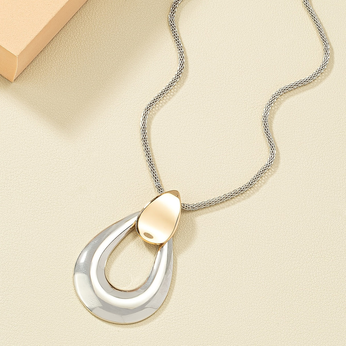 Simple Water Drop Pendant Long Necklace Sweater Chain For Women
