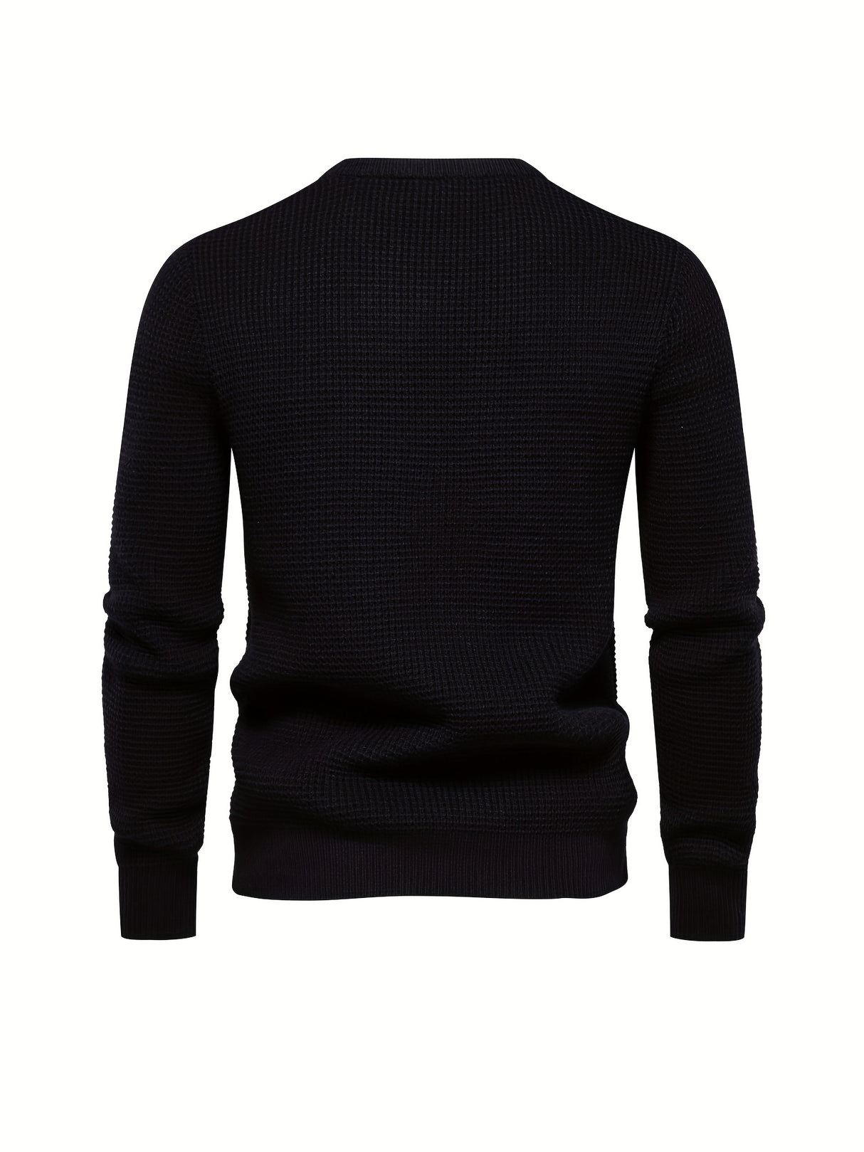 All Match Knitted Solid Sweater, Men's Casual Warm Slightly Stretch Crew Neck Pullover Sweater For Men Fall Winter