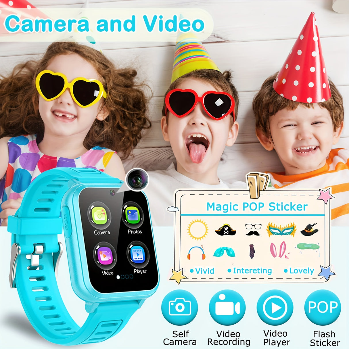 Teenagers Game Smart Watch With 24 Puzzle Games, HD Touch Screen Camera, Music Player, Pedometer Alarm Clock, Calculator Flashlight 12/24 Hr Students Watches, Gift For Boys Girls, Fitness Tracker Watch