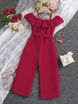 Girls Ruffle Cami Romper Belt Off Shoulder Elegant Summer Spring Autumn Kids Clothes