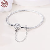 New 925 sterling silver snake bone basic chain, starry full moon safety chain, snake bone chain suitable for original pendants, charming beaded DIY women's bracelets, jewelry gifts