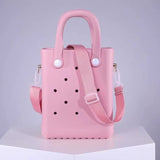 Waterproof EVA Mini Rubber Summer Beach Bag - Hole Travel Tote Bag for Outdoor Sports Pool Boat