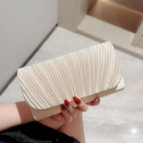Striped Polyester Evening Clutch Bag with Removable Strap - Elegant Party Accessory for Women with Buckle Closure and Nylon Lining - Versatile Fashion Handbag for Formal Wear