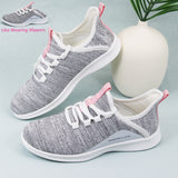 Women's Casual Slip-on Sneakers, Lightweight Lace Up Running Shoes, Knitted Low Top Sneakers