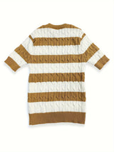 Summer Striped Knit Crew Neck Sweater for Men - Soft Rib-Knit Acrylic Fabric, Regular Fit, Slight Stretch, Dry Clean Only - Perfect Casual Short Sleeve Pullover for Warm Weather