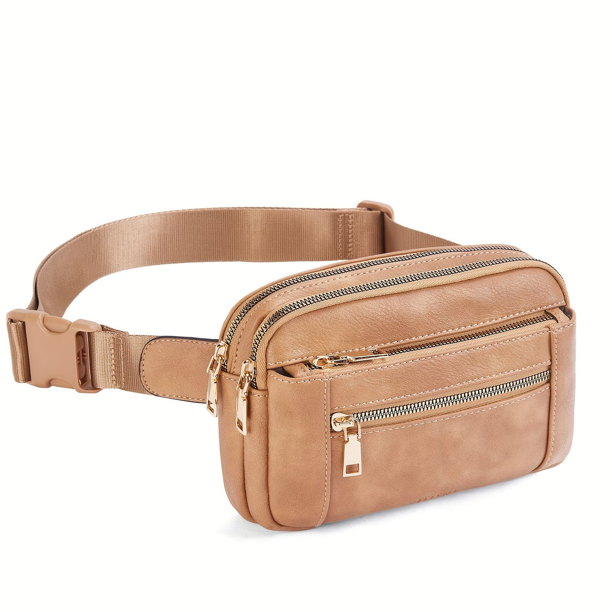 [Synthetic Leather Fanny Pack] 1pc Synthetic Leather Women's Casual Fanny Pack - Adjustable Strap Crossbody Belt Bag with Zipper Closure and Lining, Solid Color Waist Bag