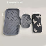 Silicone Kitchen Sink Organizer - Soap Dish Holder With Drain Tip, Countertop Scrubber Pad For Sponges & Brushes, Home Bathroom Essentials