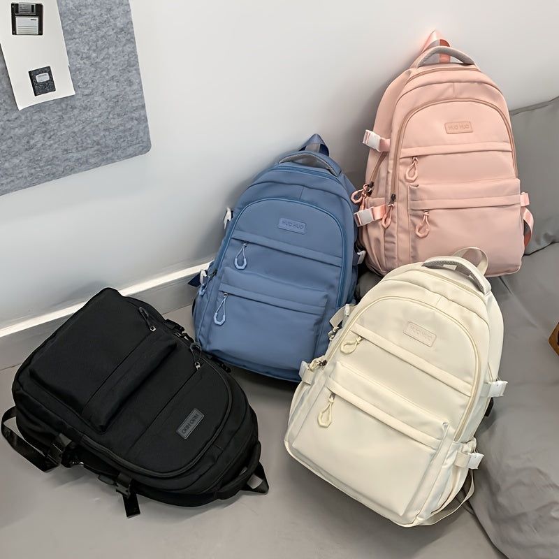 New Fashionable Large-capacity Backpack, Unisex Casual Trend Backpack, Simple Solid Color Versatile School Bag