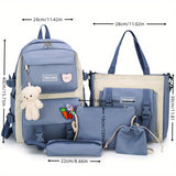 New Ins Canvas Large-capacity Backpack, Small Fresh Contrasting Color School Bag