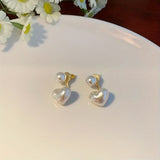 Heart Pearl Decor Stud Earrings For Women, Simple Heart Pearl Drop Earrings, Jewelry Accessories