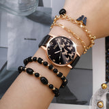 5pcs/set Women's Watch Elegant Butterfly Quartz Watch Analog PU Leather Wrist Watch & Bracelets, Valentines Gift For Her