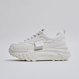 Women's Simple Pure Color Thick Bottom Running Shoes, Soft Comfortable Lace Up Sneakers, Versatile Non-slip Sports Shoes