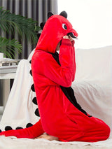 1pc Boys Cozy Dinosaur Hooded Jumpsuit For Halloween Parties, Boys Clothes