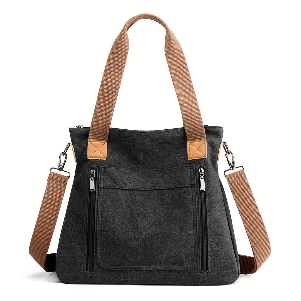 Vibrant Geometric Canvas Tote Bag - Lightweight, Foldable, Casual Messenger Bag for Women - Perfect for Daily Use, Polyester Lining, and Unisex Design