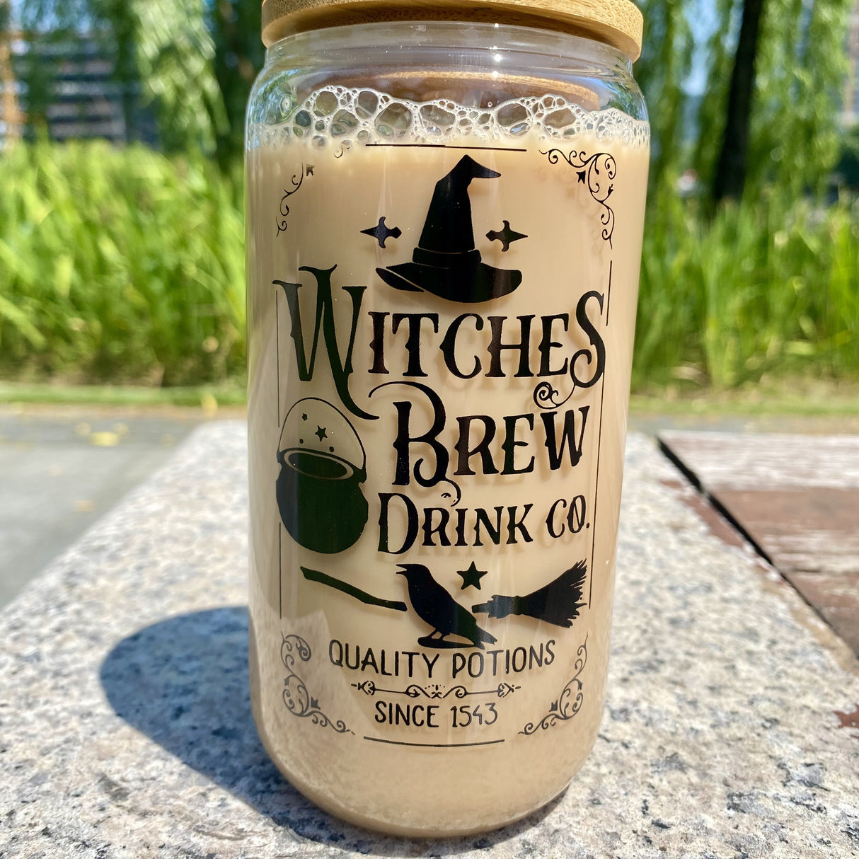 1pc, Witches Brew Drinking Glass With Lid And Straw, Can Shaped Water Cup, Iced Coffee Cup, For Tea, Juice, Milk, Birthday Gifts, Drinkware