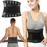 [1pc Adjustable Lower Back Brace] 1pc Adjustable Back Brace for Lower Back with 4 Stays Steel Plates, Breathable Lumbar Support Straps for Sports, Home & Lifting At Work, Waist Compression Belt for Men & Women