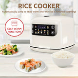 Bluebow 2L Mini Digital Rice Cooker - 10-in-1 Portable Multi-Function with Auto Presets, Non-Stick Inner Pot, Touch-Screen Controls, Delay & Keep Warm, White, Perfect for Home Kitchens, Sleek Modern Appliance | Durable Alumin