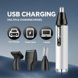 4-in-1 Multi-Functional Electric Shaver - Electric Razor with USB Rechargeable, Aluminum Body, Sideburns Trimmer, Eyebrow Trimmer, Nose Hair Trimmer, Base and Advanced Cordless Design for Easy Use