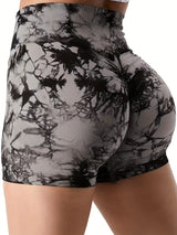 6pcs Vibrant Tie-Dye High-Waist Yoga Shorts for Women - Scrunch Butt Lifting, Seamless Booty Biker Shorts with Side Pockets, Stretchy & Breathable Nylon Blend, Perfect for Gym & Fitness Enthusiasts, Workout Accessories
