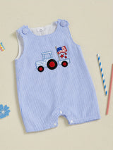 Toddler Boys Rompers Independence Day Clothes Flag Star Embroidery Stripe Summer Sleeveless Overalls Bodysuits Jumpsuits, for Outdoor