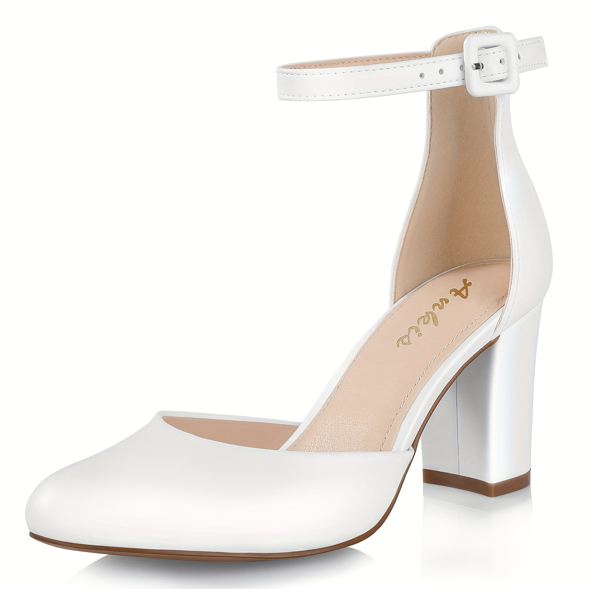 Elegant Golden Glitter D'Orsay High Heels for Women - Sparkling Pointed Toe with Ankle Strap, Lightweight & All-Season, PU Cover & Rubber Sole
