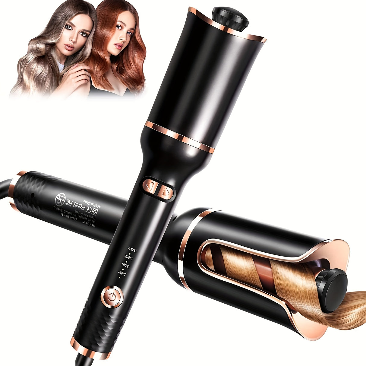 1" Large Ceramic Ionic Automatic Hair Curler - Rotating Barrel, 4 Temperature Settings, 3 Timer Options, Dual Voltage, Spin Iron for Hair Styling with Easy-to-Use Interface and Advanced Safety Features (Upgrade)
