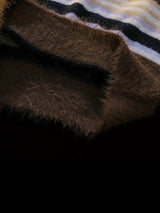 Cozy Striped Knit Sweater for Men - Casual Loose Fit, Color Block Design, Perfect for Fall/Winter