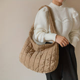 Large Capacity Quilted Tote Bag, Fashion Padded Shoulder Bag, Women's Cute Handbag, Crossbody Bag & Hobo Purse