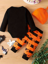 Toddler's Delightful Pumpkin Halloween Outfit - Soft Short Sleeve T-Shirt, Comfortable Pants Set - Adorable Baby Boy Fall Clothes for First Halloween Celebration