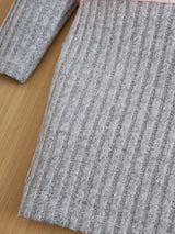 Girls Splicing Ribbed Knit Turtleneck Dress Kids Clothes Party Gift 3-8y