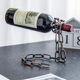 [Iron Chain Wine Holder] Modern Decorative 1pc Iron Chain Wine Bottle Holder - Hanging Wine Rack, Novelty Suspended Bottle Display Stand, Elegant Centerpiece for Living Room, Kitchen Storage Organizer