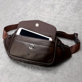 Classic Fanny Pack Genuine Leather Waist Bag For Men & Women, Fashionable Top Layer Cowhide Multi-Pocket Waist Belt Bag For Travel Hiking Cycling Fishing Running