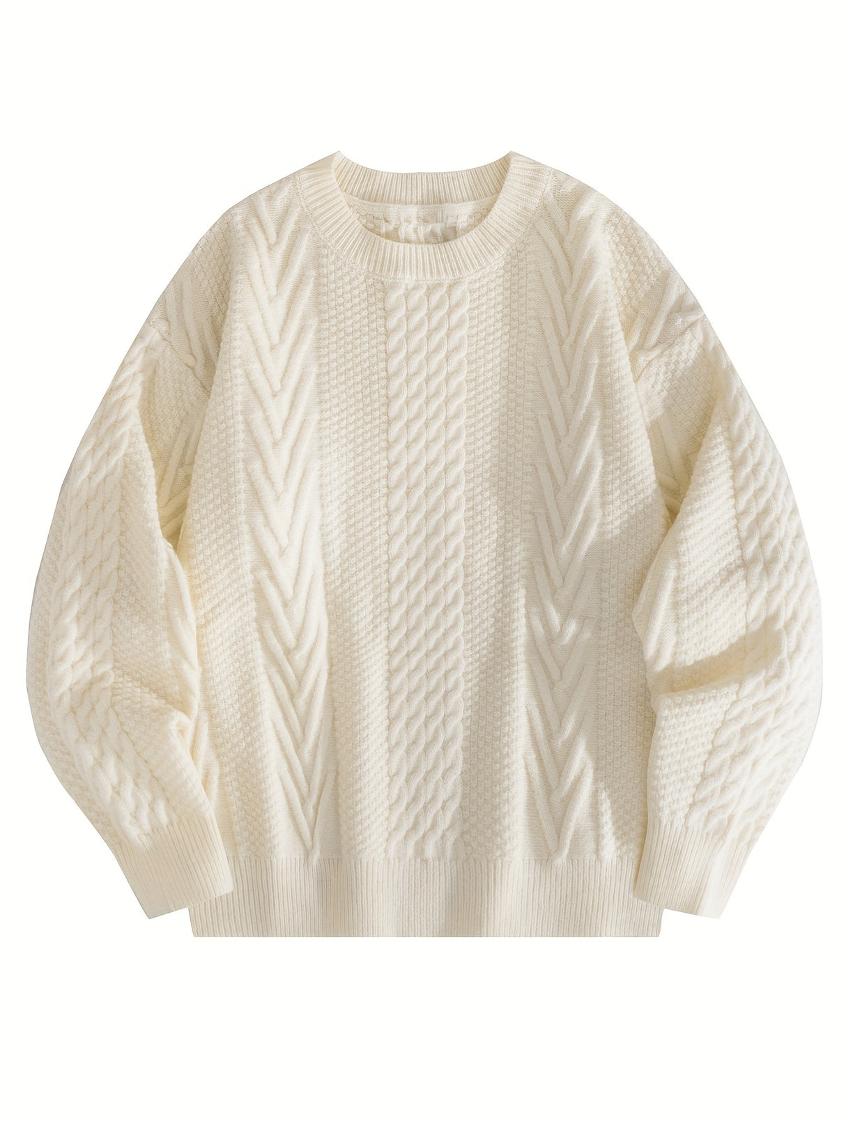 Cozy Cable Knit Sweater for Men - Soft, Warm & Stylish Pullover with Round Neck - Perfect for Fall/Winter Casual Wear, Genghis Khan, Home & Outdoor, Couple's Version