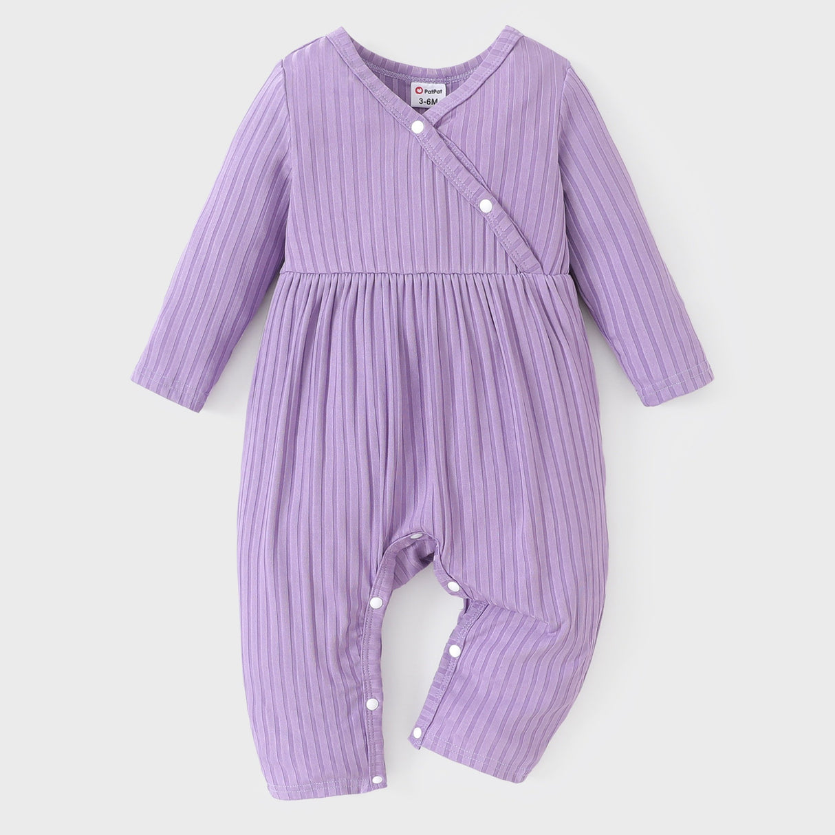 PatPat Baby Girl Cute All Over Rabbit Print/Solid Ribbed V Neck Short-sleeve Jumpsuit For Summer Outdoor Wear