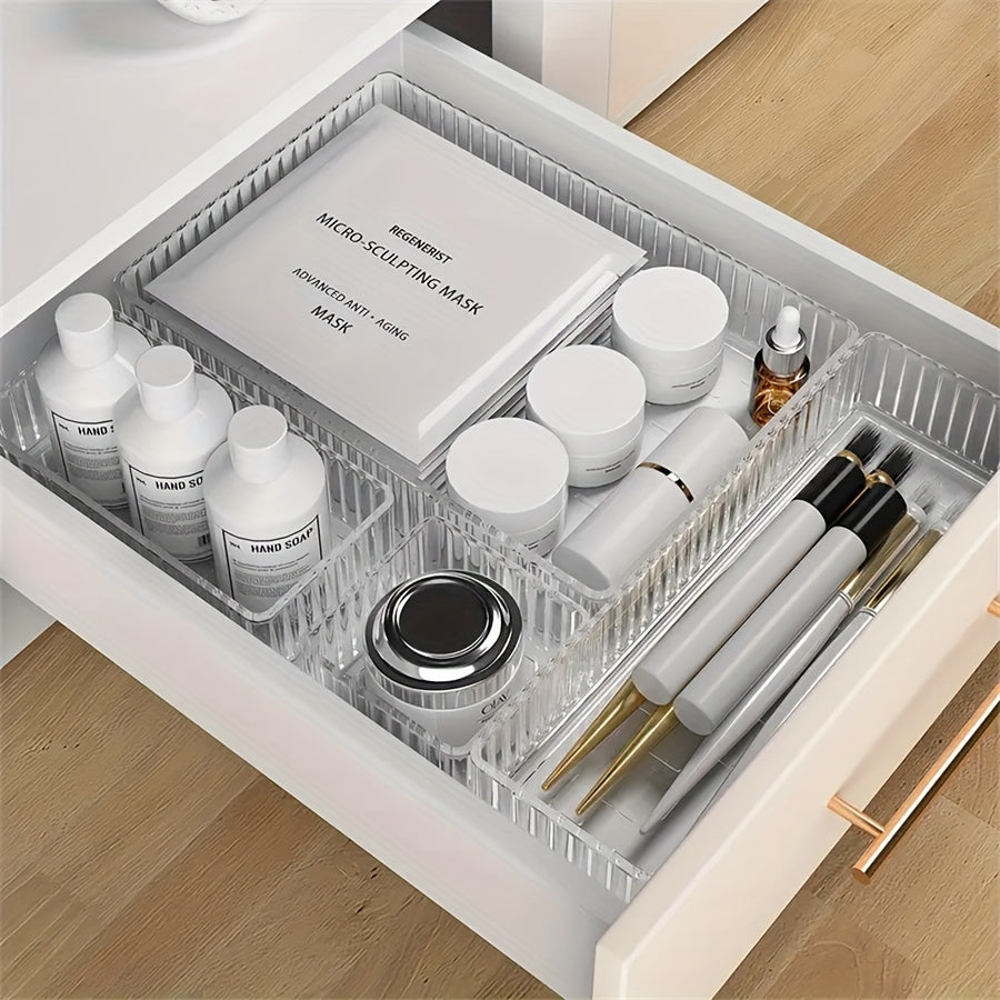 9pcs Clear Drawer Organizer Set for Makeup & Accessories - Versatile Storage Solutions for Cosmetics, Brushes, and Bathroom Essentials