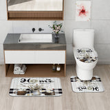 1/4pcs Deluxe White Daisy Pattern Shower Curtain Set - Bathroom Essentials with Non-Slip Mat, U-Shaped Toilet Mat, and 12 Hooks - Complete Bathroom Decor Solution