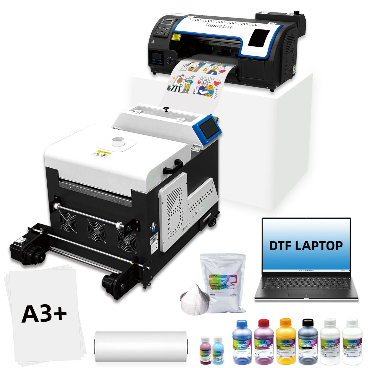 M1630 Pro DTF Printer Bundle with Auto Powder Shaker | 6-Color Direct to Film Printer 30cm T-Shirt Printing for Apparel Business