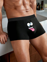 Men Boxer Briefs with Funny Face Prints Quirky Gift Idea for Men Dad Breathable Boxer Short Large Size