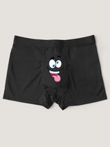 Men Boxer Briefs with Funny Face Prints Quirky Gift Idea for Men Dad Breathable Boxer Short Large Size