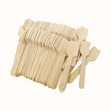 100pcs 3.9-inch mini wooden spoon Disposable square tasting spoon, sampling yogurt spoon, ice cream spoon