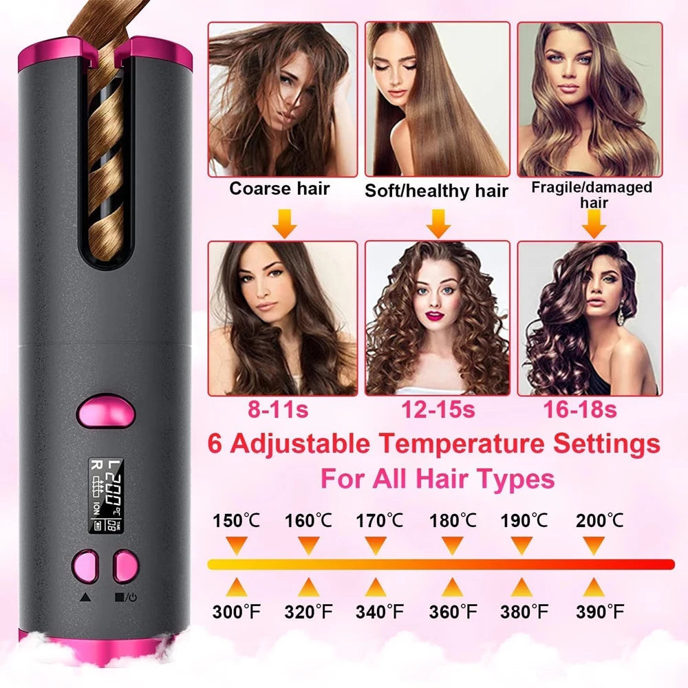 Automatic Curling Iron Portable Wireless Anion Ceramic Hair Curler Fast Heating Fashion Styling Tools Travel Hair Curler Comb