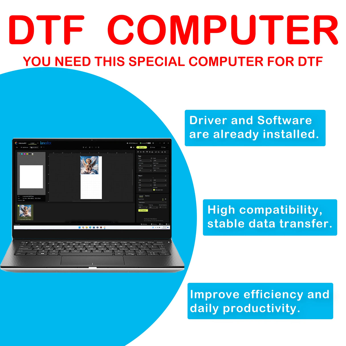 DTF Transfer Printing Machine with Roll Feeder, White Ink Circulation and Easy Operation,DTF Printer Bundle
