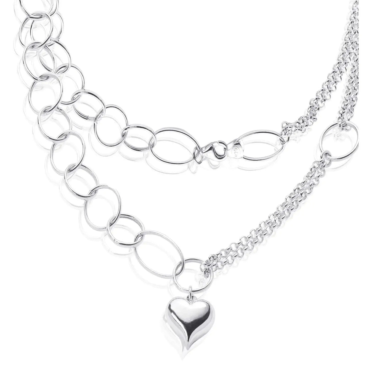 UD_925 Sterling Silver Necklaces for Women Heart Pendant Chain Necklace Trend Jewelry Gift for Women Wife Girls Her Birthday Lov