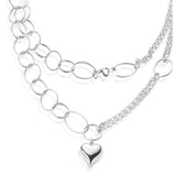 UD_925 Sterling Silver Necklaces for Women Heart Pendant Chain Necklace Trend Jewelry Gift for Women Wife Girls Her Birthday Lov