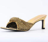 Rhinestone Sandals Black Heels for Women Luxury Shoes 2024 Designer Sandals Wedding Evening Dress Stripper Heels