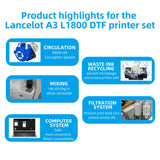 DTF Transfer Printing Machine with Roll Feeder, White Ink Circulation and Easy Operation,DTF Printer Bundle