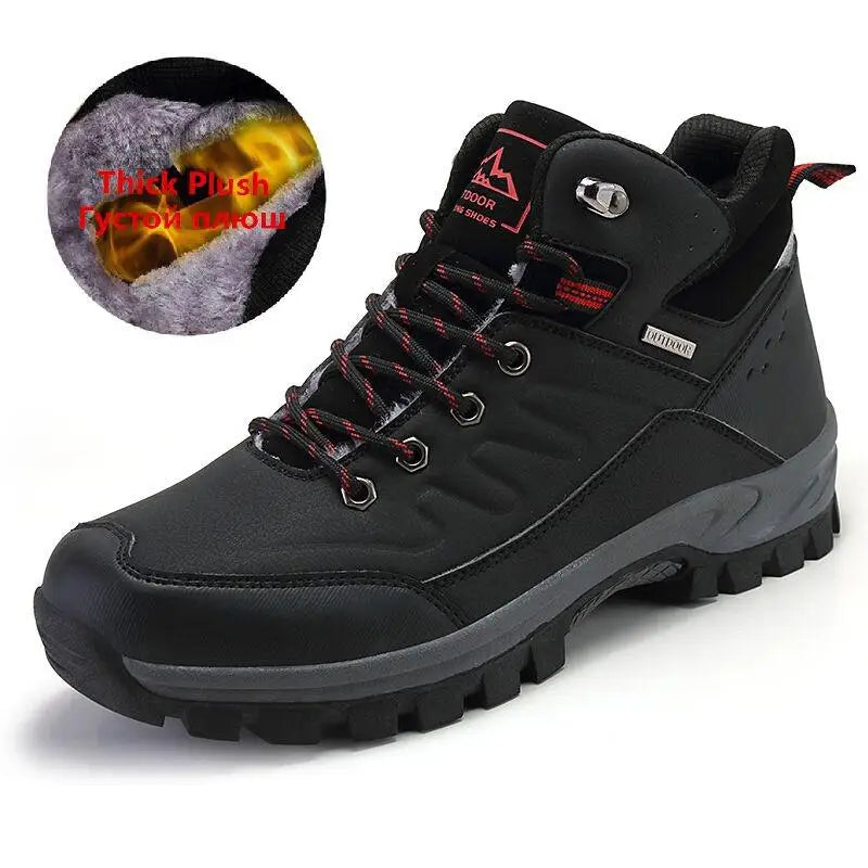 Brand Winter Snow Boots Warm Plush Men's Boots Outdoor Non-slip Hiking Boots Waterproof Men's Ankle Boots Walking Boots Size 47